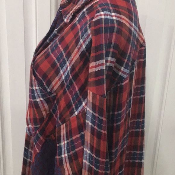 Free People Plaid Oversized Button Down Shirt - Size L - Picture 6 of 16
